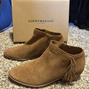 Lucky Brand Felisie booties with fringe.